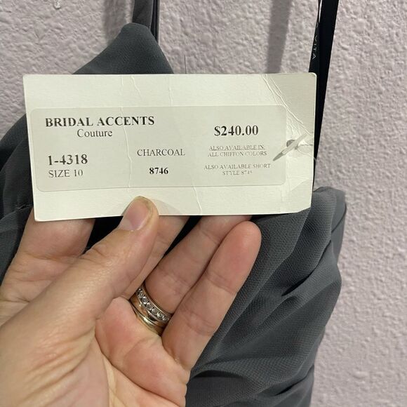 Sorella Vita Charcoal Style 8746 Maxi Dress Sz 10 - Picture 9 of 10